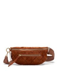 Charles Crossbody Med - Chocolate Diamond Suede with Antique Gold