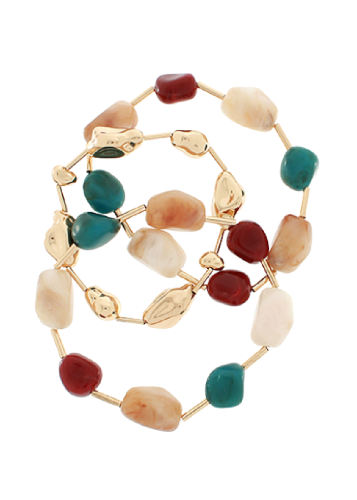 3 Row Pebble & Bar Bracelet