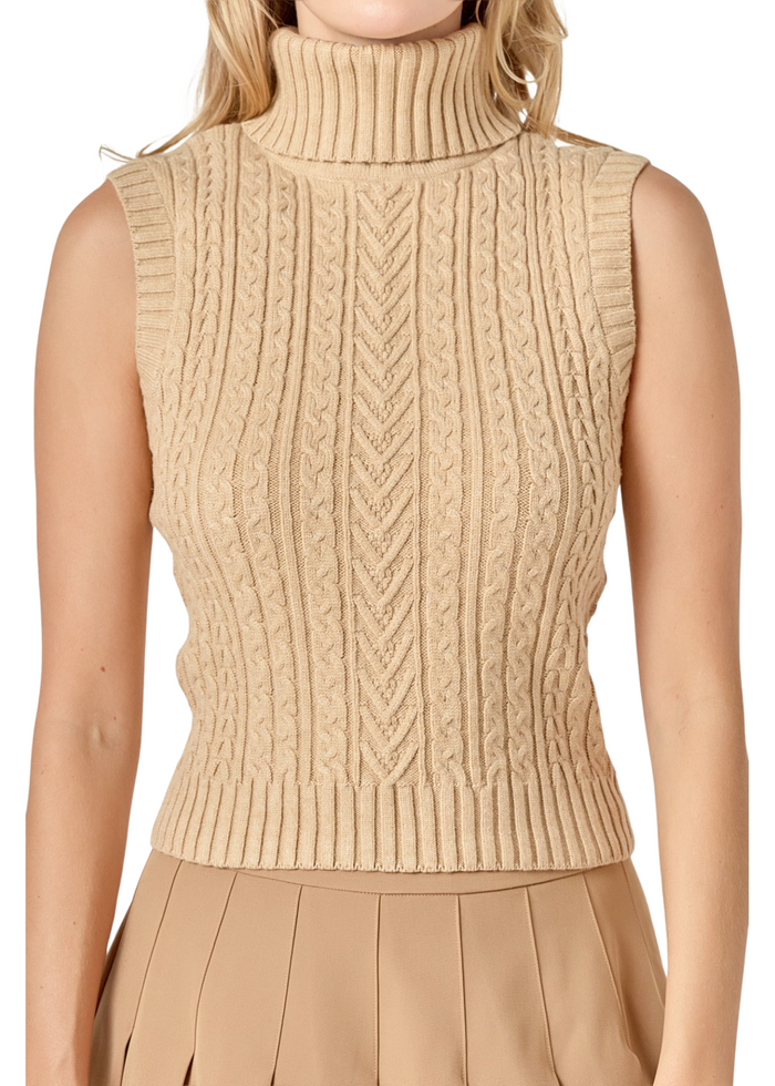 Cable Mock Neck Knit Top