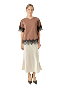Satin Lace Trim Top