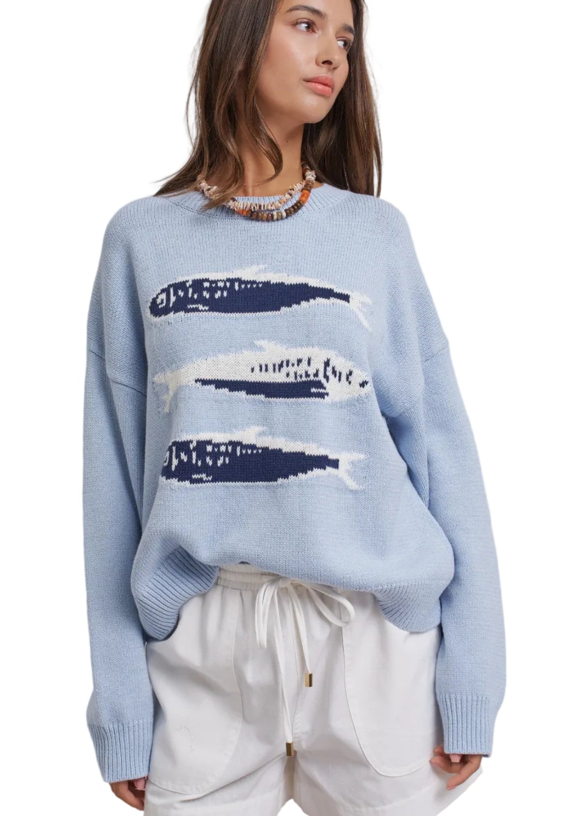 Seaside Sardine Oversized Summer Knit Sweater