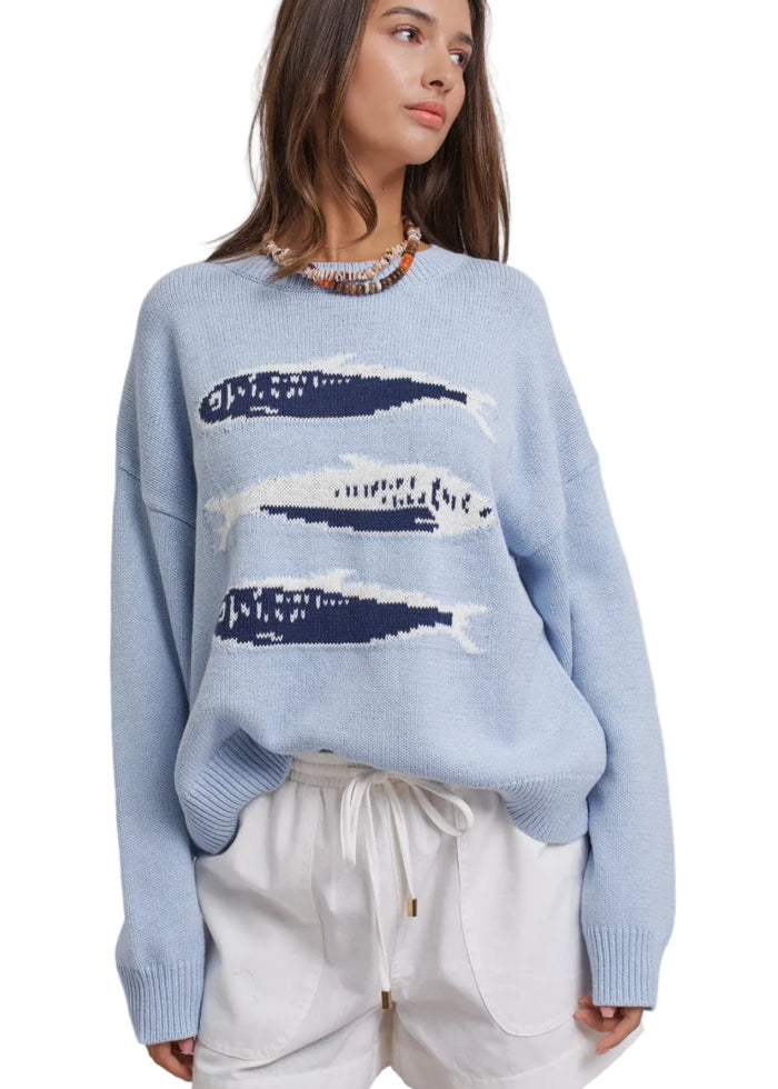 Seaside Sardine Oversized Summer Knit Sweater