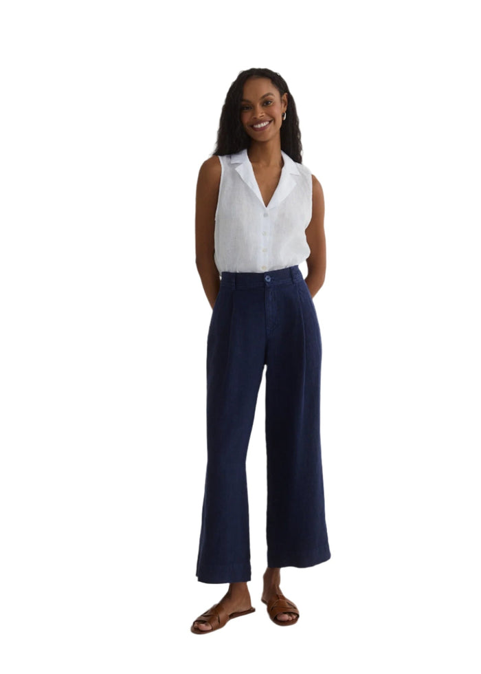 Pleated Wide Leg Ankle Pant