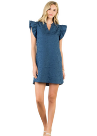 Flutter Sleeve Textured Dress