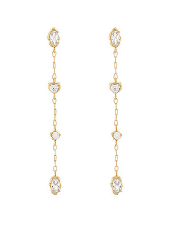 Organic Multi Shape CZ Linear Earrings