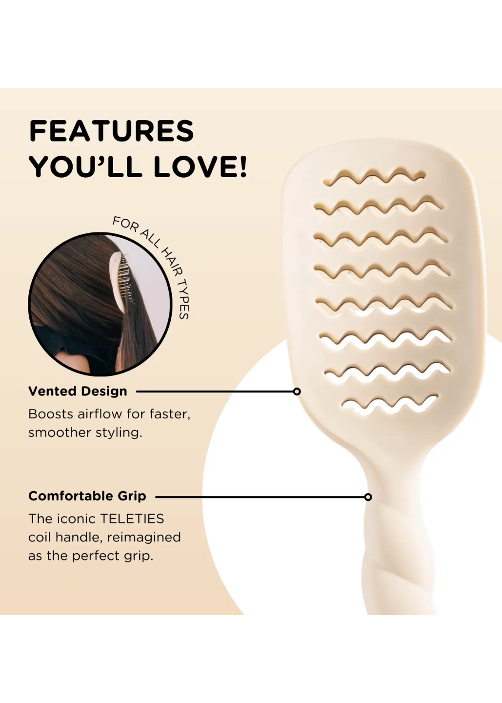 Vented Hair Brush - Tan