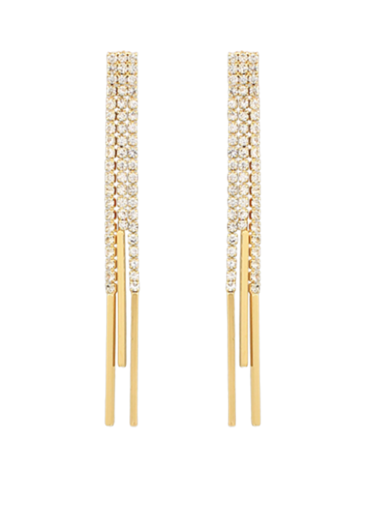 Crystal Chain Bar Drop Earrings