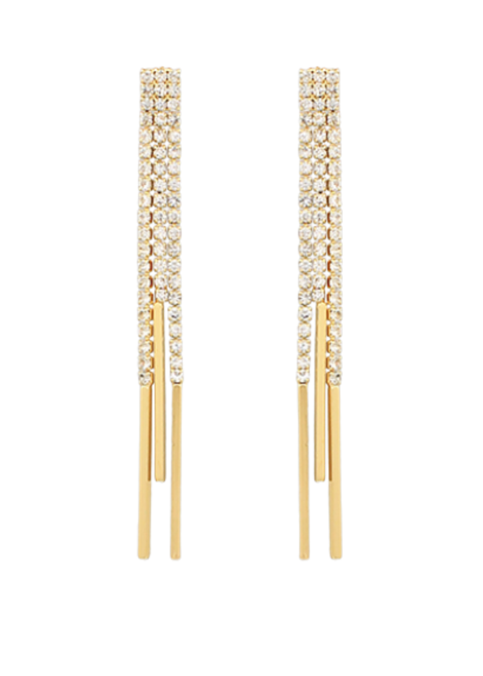 Crystal Chain Bar Drop Earrings