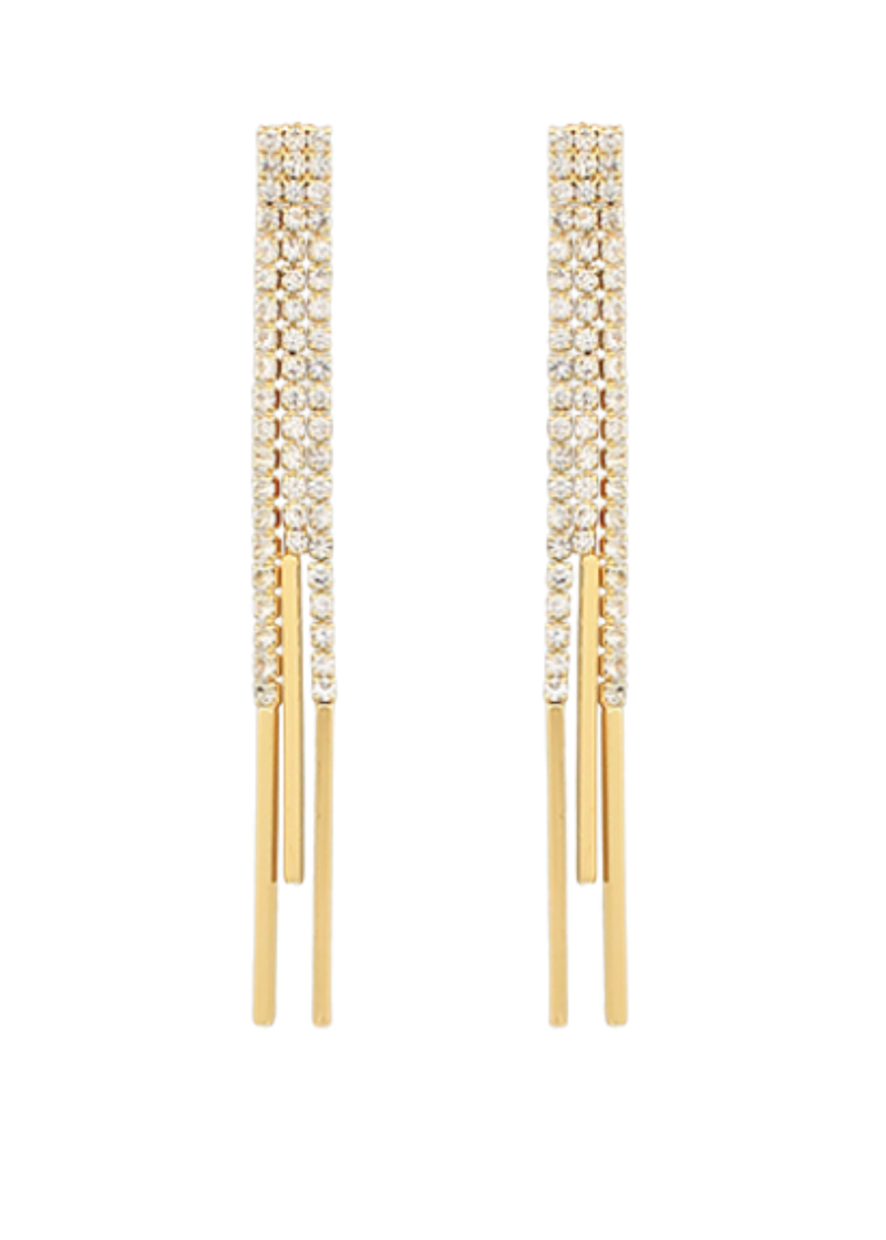 Crystal Chain Bar Drop Earrings