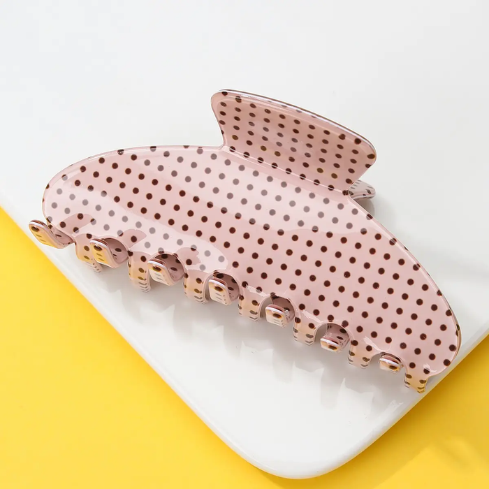 Jumbo Stripe Plaid Oval Hair Claw Clips