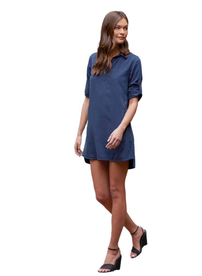 Long Sleeve A-Line Shirt Dress