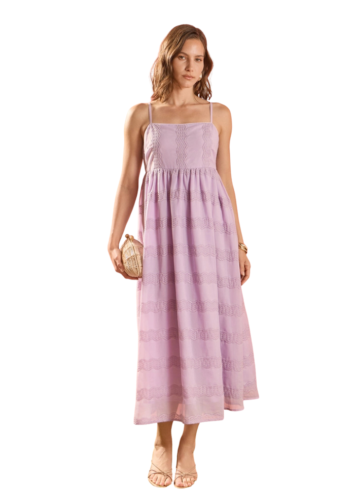 Embroidered Chiffon Sleeveless Midi Dress