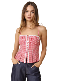Selena Gingham Peplum Cami Top