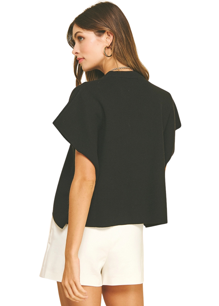 Button Down Cap Sleeve Sweater