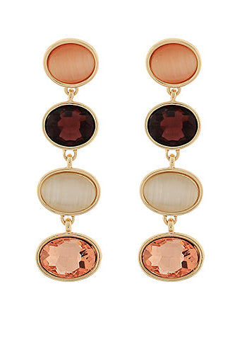 Oval Cut Glass Linear Drop Earrings