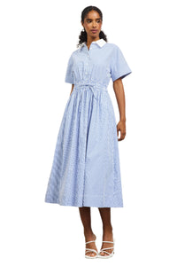 Button Down Smocked Waist Midi Dress