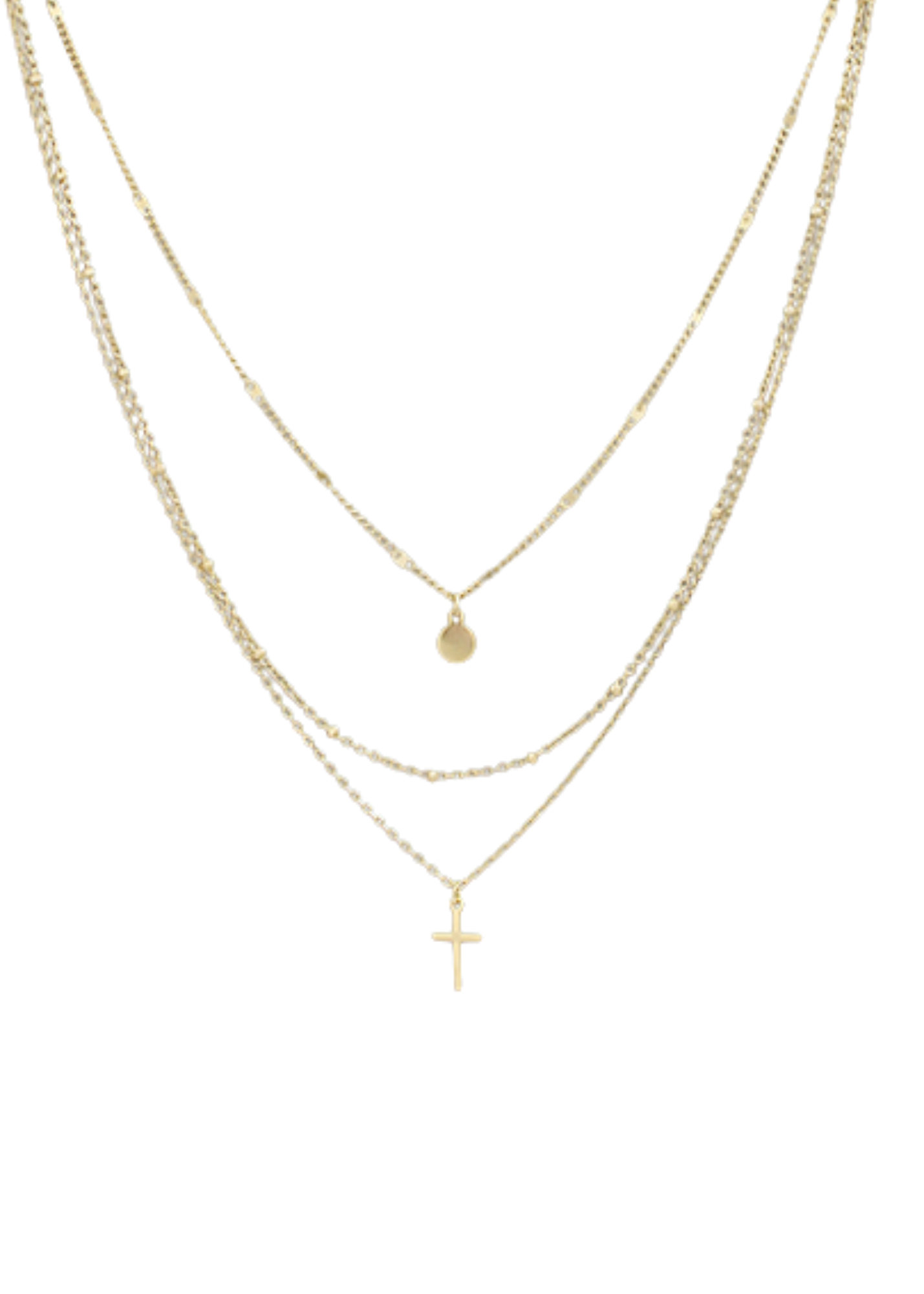 3 Layer Cross & Disc Nacklace - Gold – Soca Clothing
