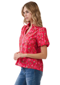 Floral Print Puff Sleeve Blouse