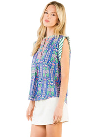 Short Sleeve Floral Pattern V-Neck Top
