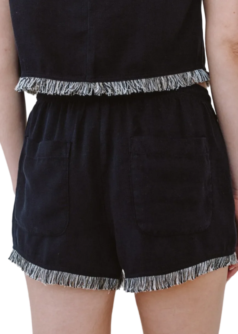 Elastic Waist Fringe Short
