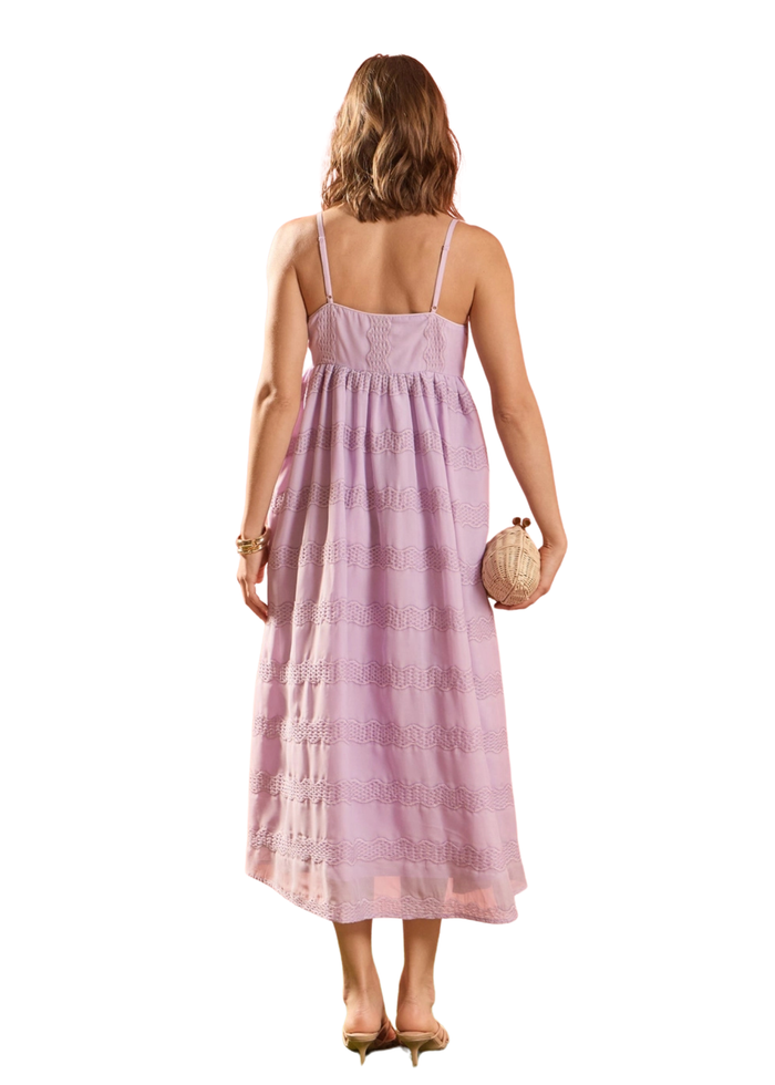 Embroidered Chiffon Sleeveless Midi Dress