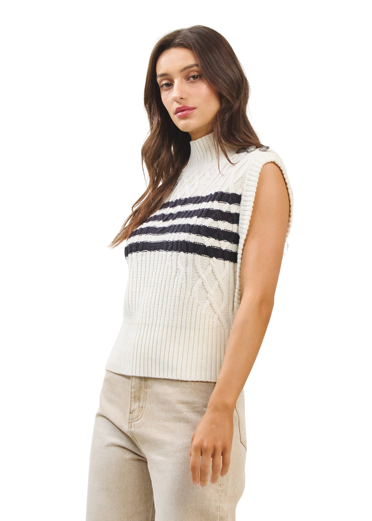 Striped Button Sweater Vest
