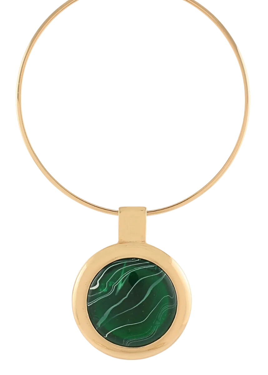 Marble Round Stone Wire Choker - Green