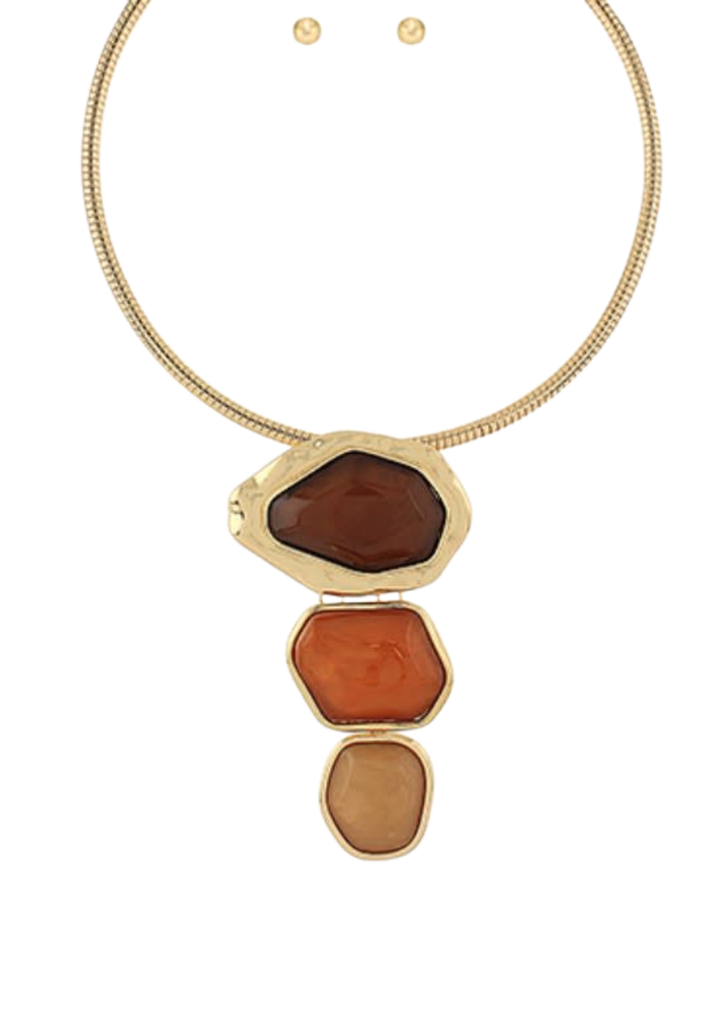 3 Geometric Charm Omega Necklace Set