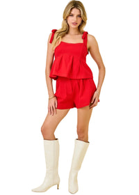 Sleeveless Babydoll Pleated Denim Cami Top