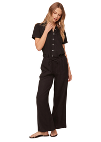 Ruffle Waist Wide Leg Pant