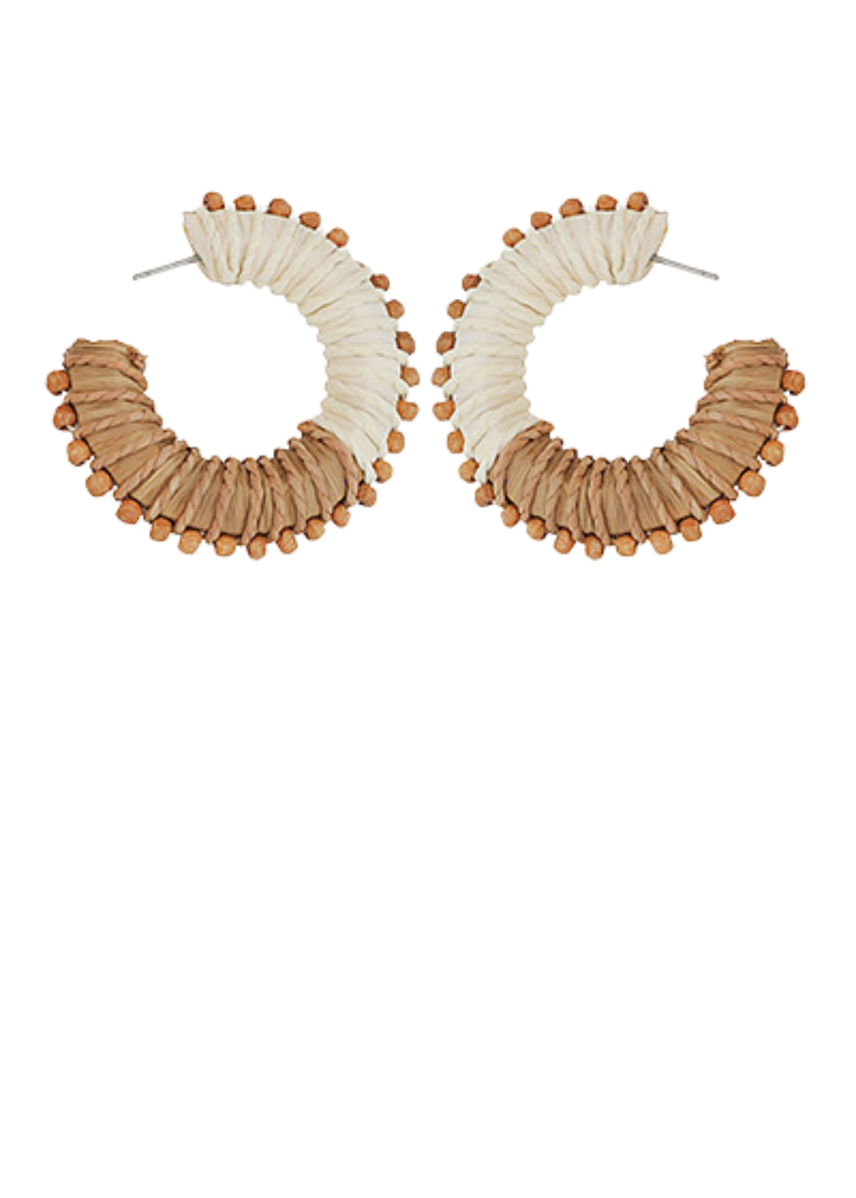 Twotone Raffia Wood Bead Hoops