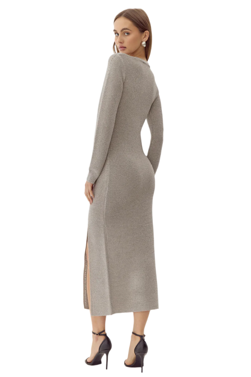 Estelle Metallic Knit Midi Dress