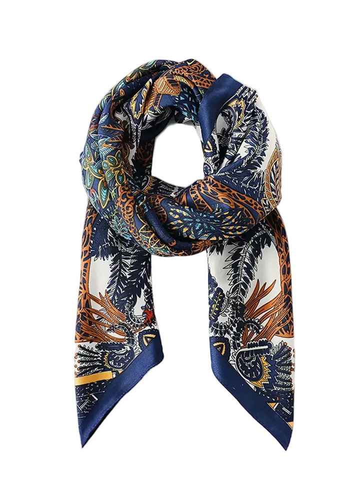 Vintage French Print Silk Scarf