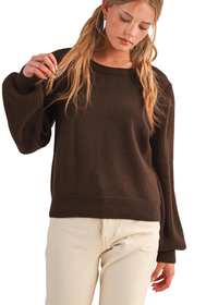 Ribbed Puff Sleeve Sweater