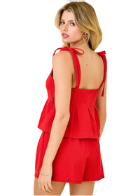 Sleeveless Babydoll Pleated Denim Cami Top