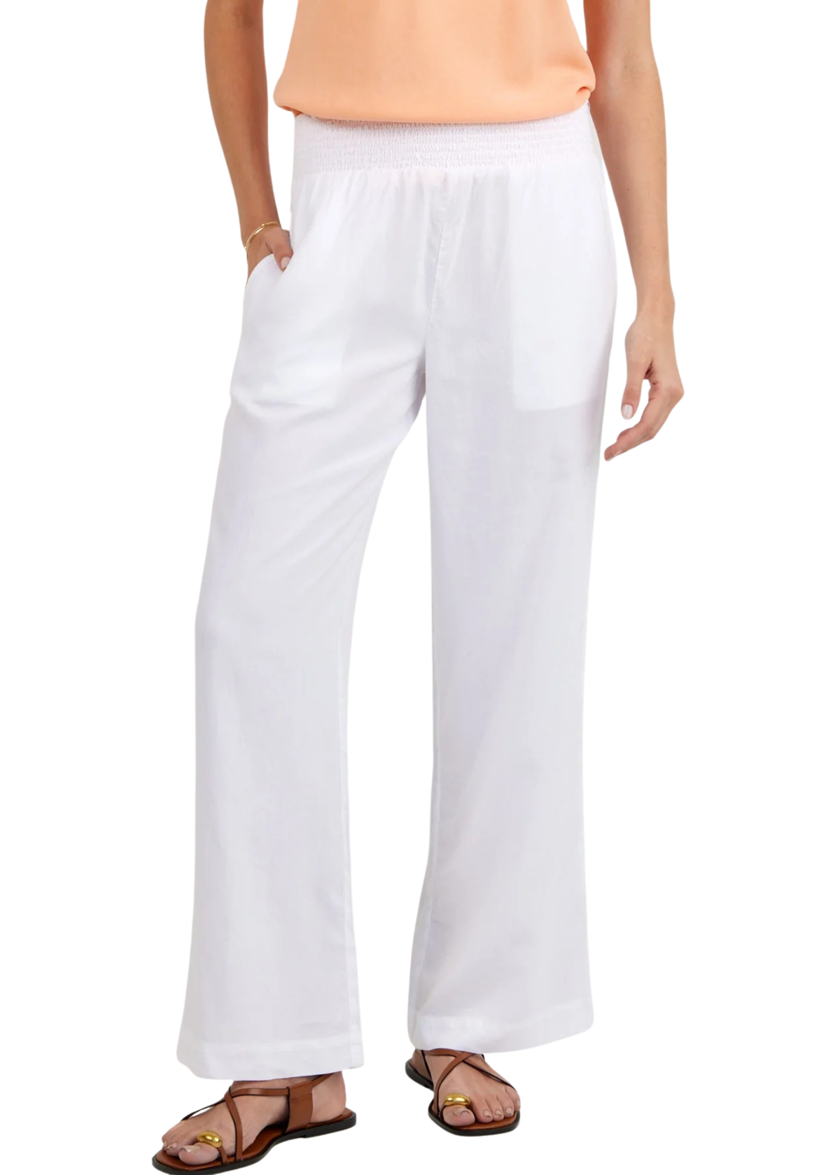 Smocked Waist Wide Leg Pant