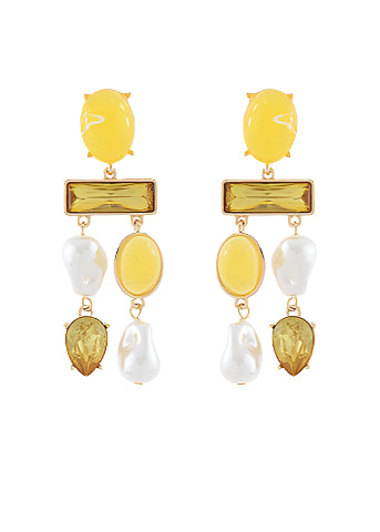 Linear Oval & Baguette Earrings