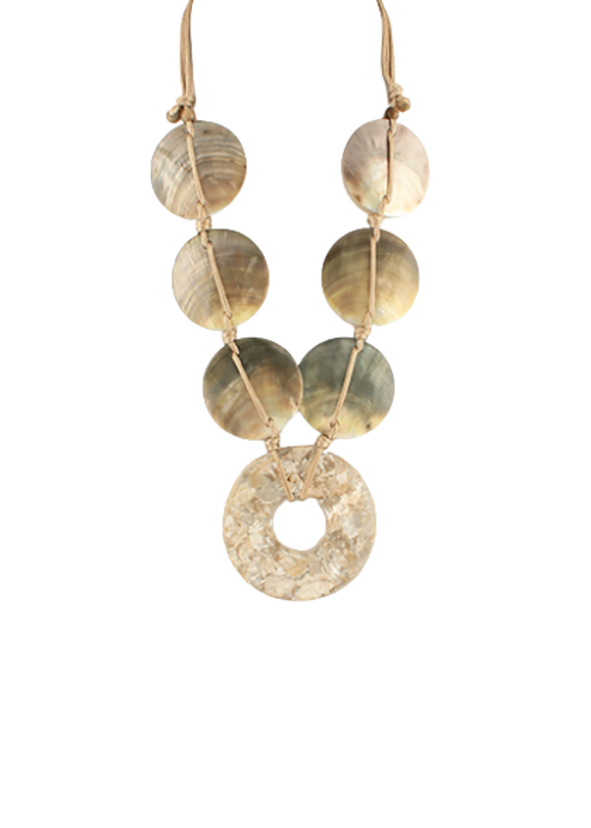 Resin Pendent & Linked Round Shell Necklace