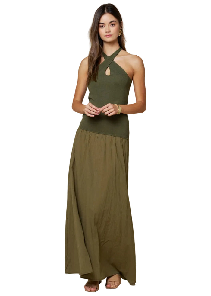 Natalia Crisscross Halter Maxi