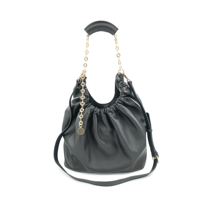 Luxe Chain Hobo Bag - Black