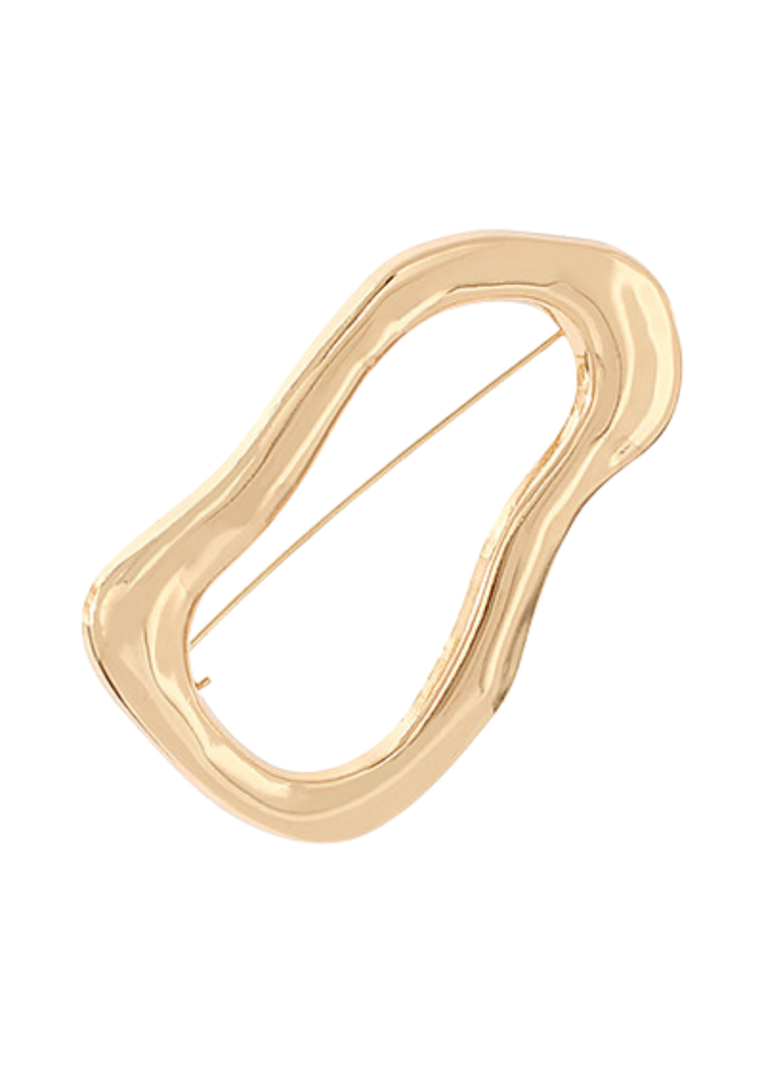 Uneven Geometric Metal Pin Brooch