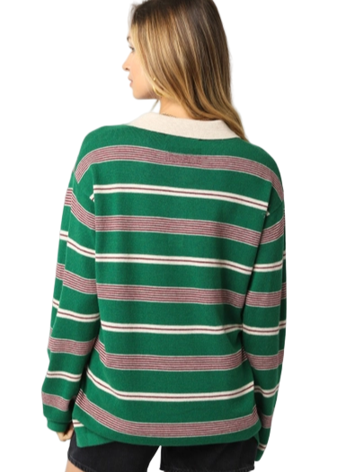 Cara Stripe Polo Sweater