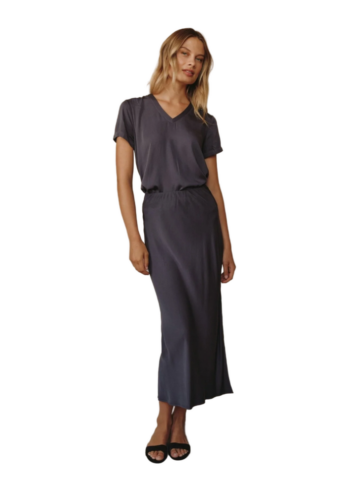 Side Slit Biax Maxi Skirt - Galaxy Smoke