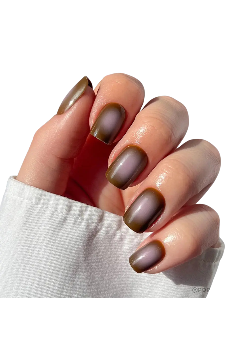 Brown Aura Hue Press-On Nails | Short Squoval Shape