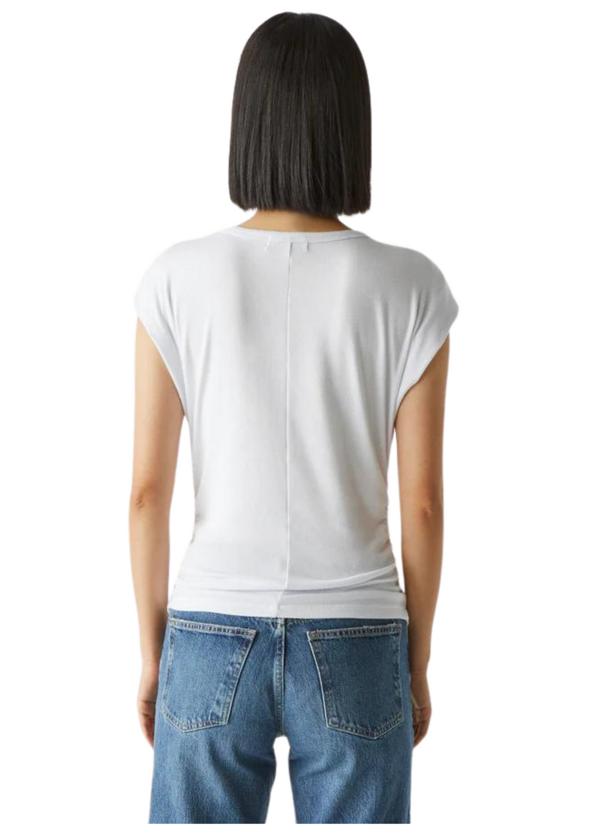 Joni Crew Neck Power Shoulder Top