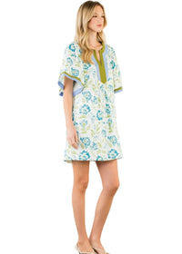 Short Sleeve Floral Pattern V-Neck Dress