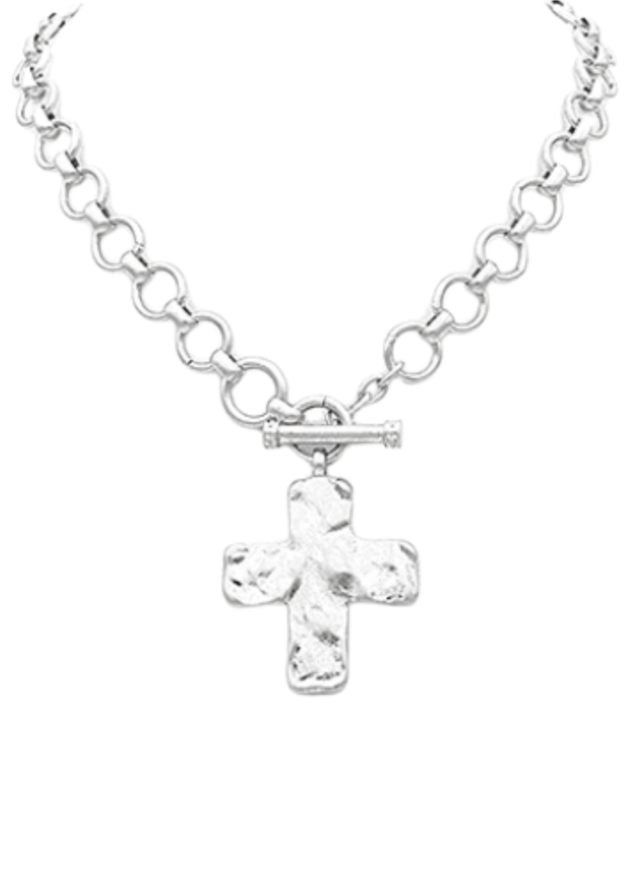 Chunky Cross & Chain Toggle Necklace
