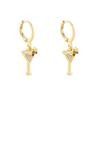 Pave Martini Dangle Earrings - Gold