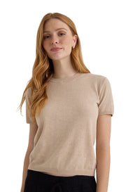 Short Sleeve Crew Neck Knit Top