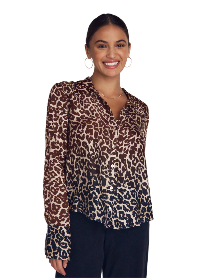 Flowy Wide Collar Button Down
